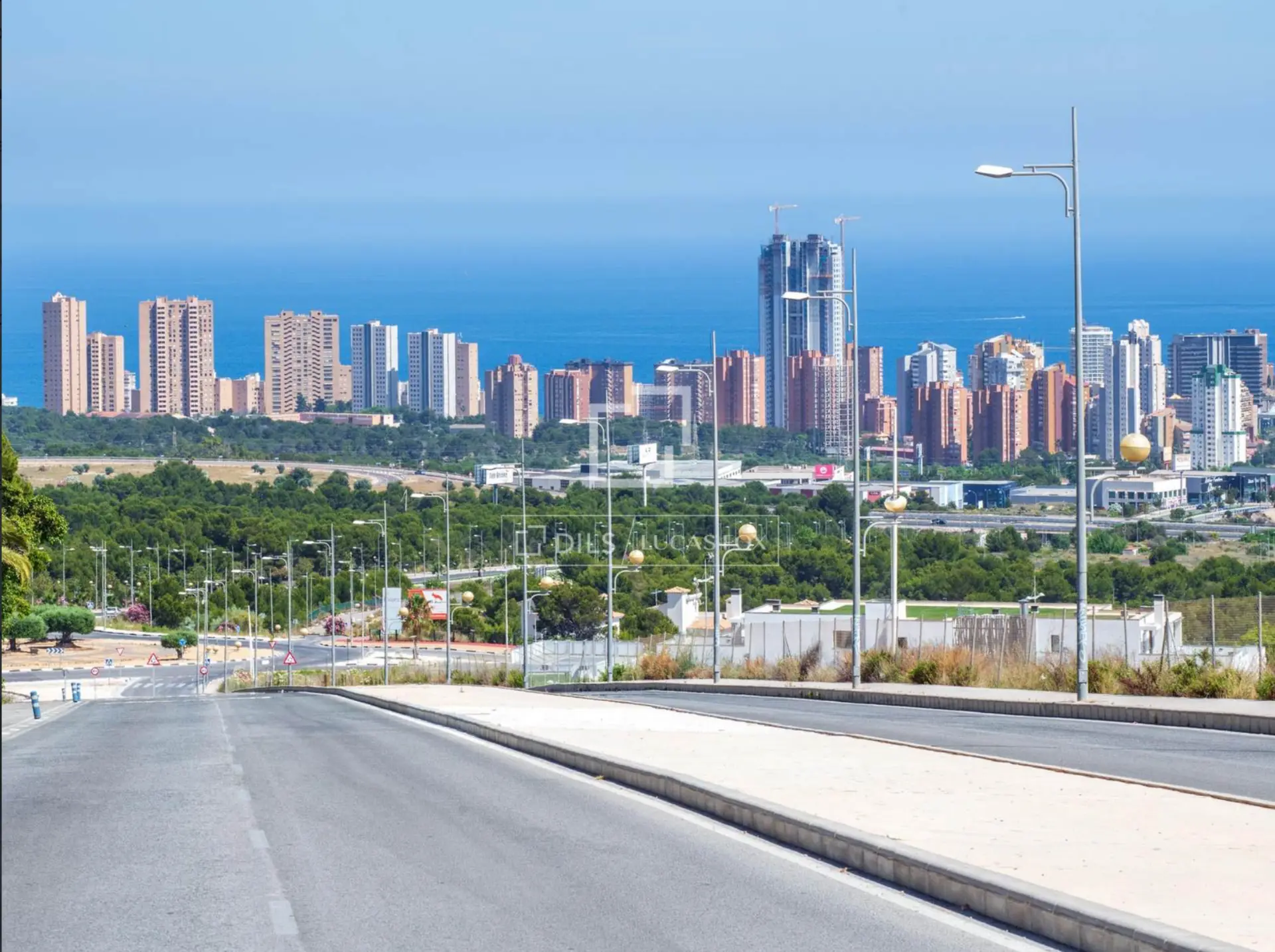 Benidorm skyline and Mediterranean coast seen from the Finestrat hills